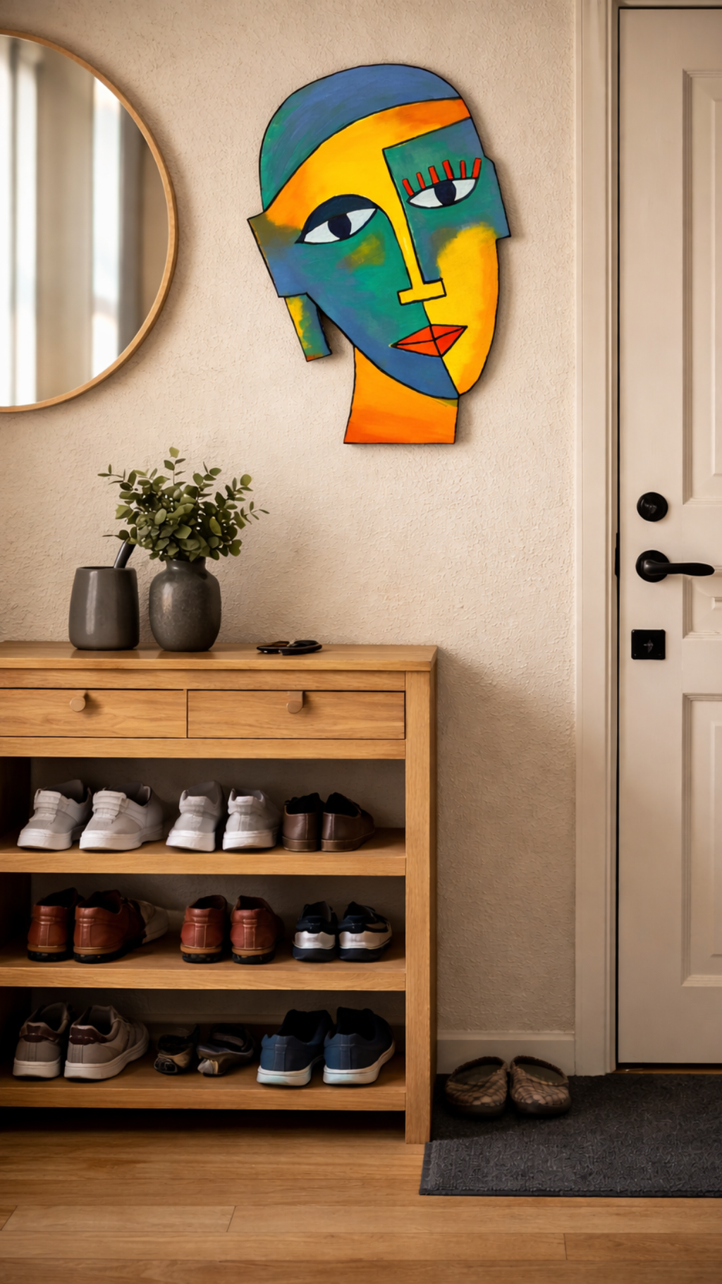 Cara Abstracta · Acrílico sobre madera · 45 cm