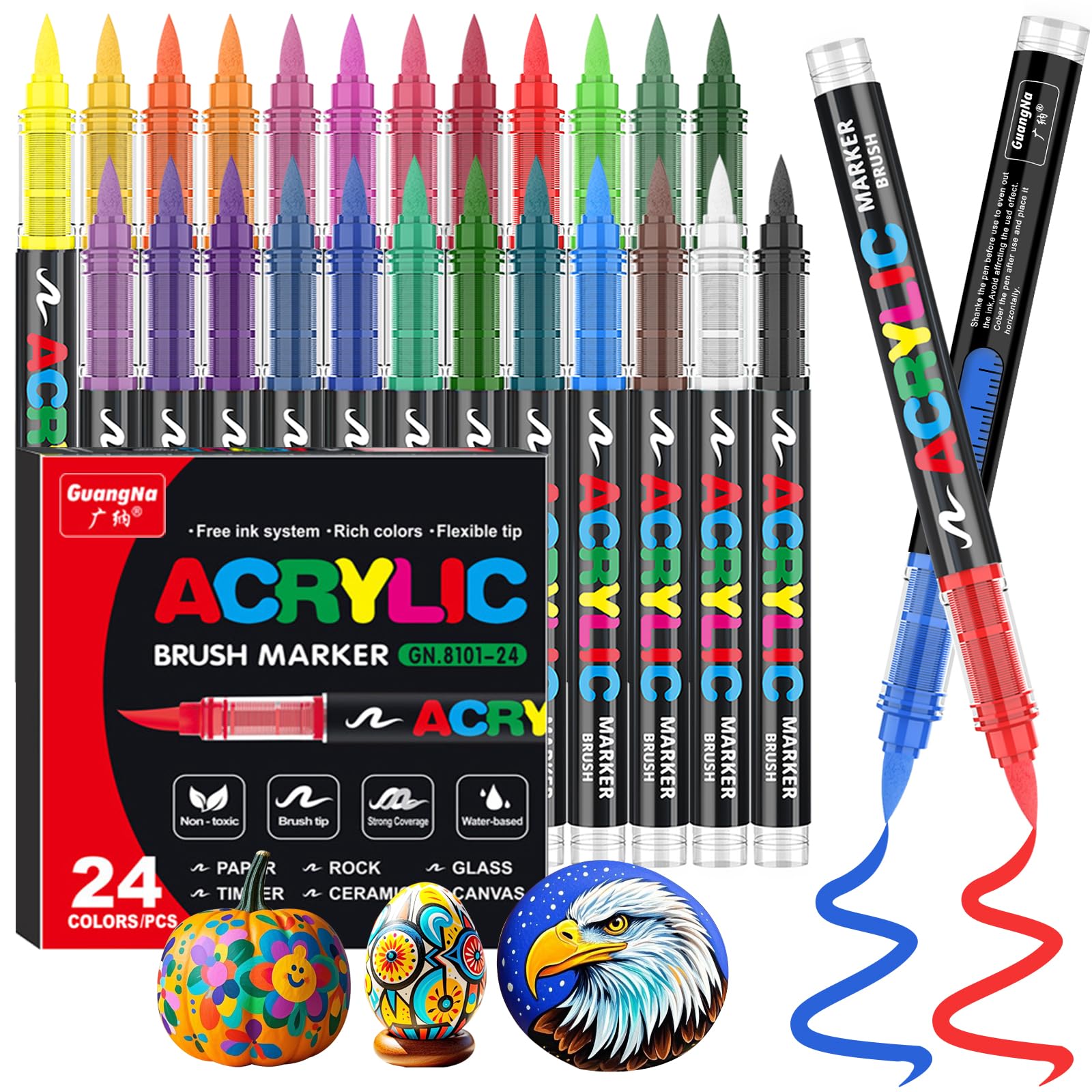 Funnasting 72 Color Rotuladores Acrilicos, Cabeza de Cepillo Suave Rotulador Acrilico, Marcadores Acrílicos para Colorear Vidrio, Pinturas Rupestres y Artículos de Artes y Oficios de Bricolaje