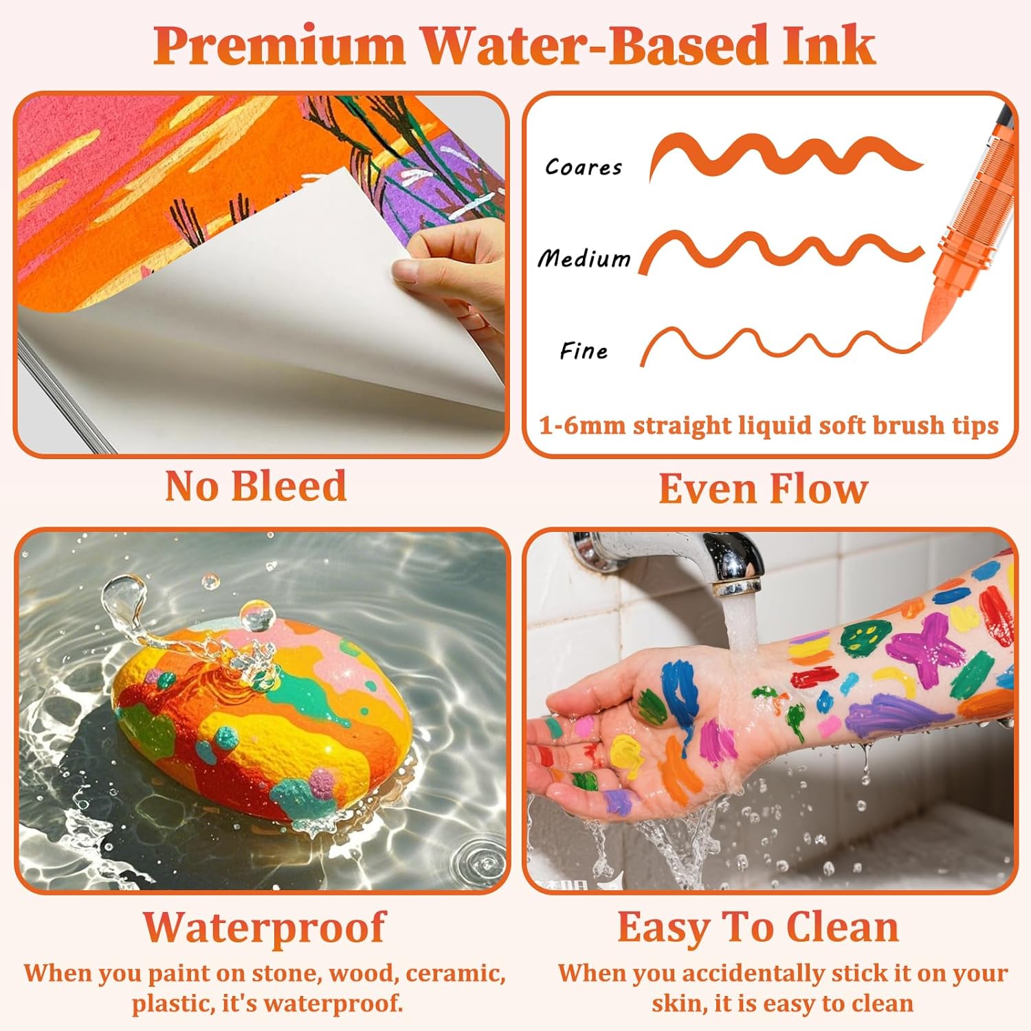 Funnasting 72 Color Rotuladores Acrilicos, Cabeza de Cepillo Suave Rotulador Acrilico, Marcadores Acrílicos para Colorear Vidrio, Pinturas Rupestres y Artículos de Artes y Oficios de Bricolaje