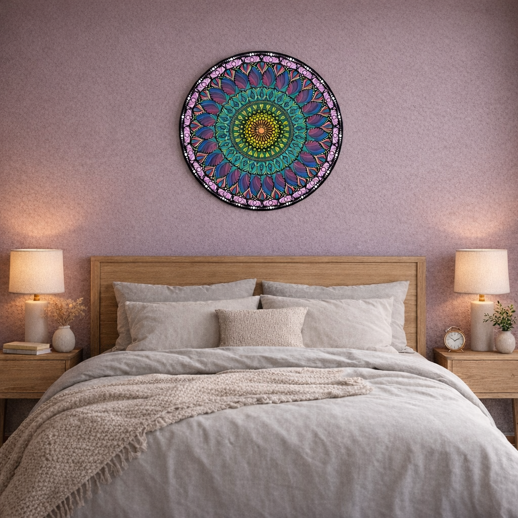 Mandala original · 60 cm · Acrílico sobre madera